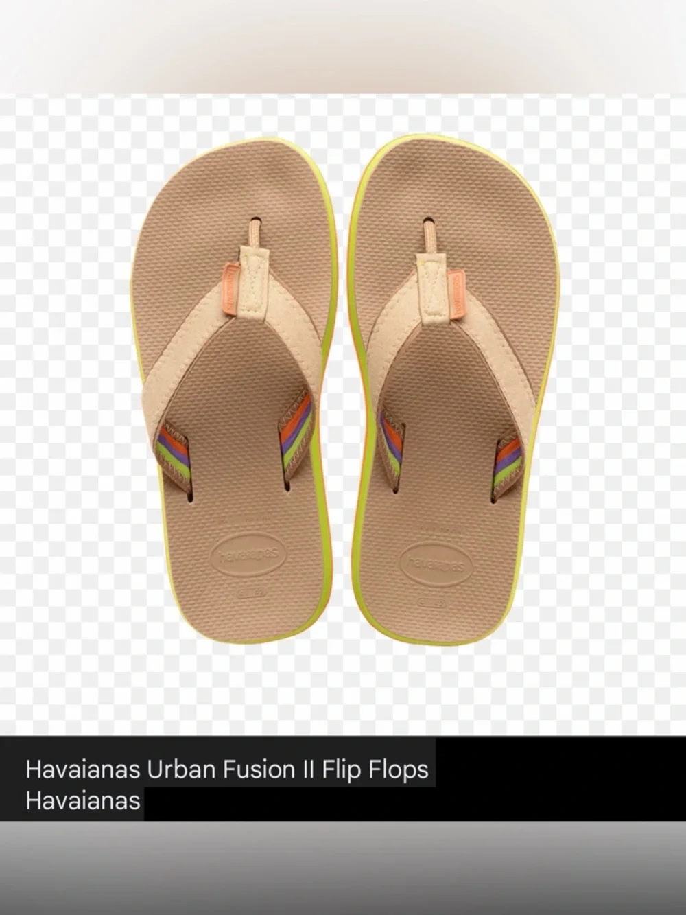 NWT Havaianas Urban Fusion II Sandals / Flip Flops Men's Size 13, Tan/🍊/Multi